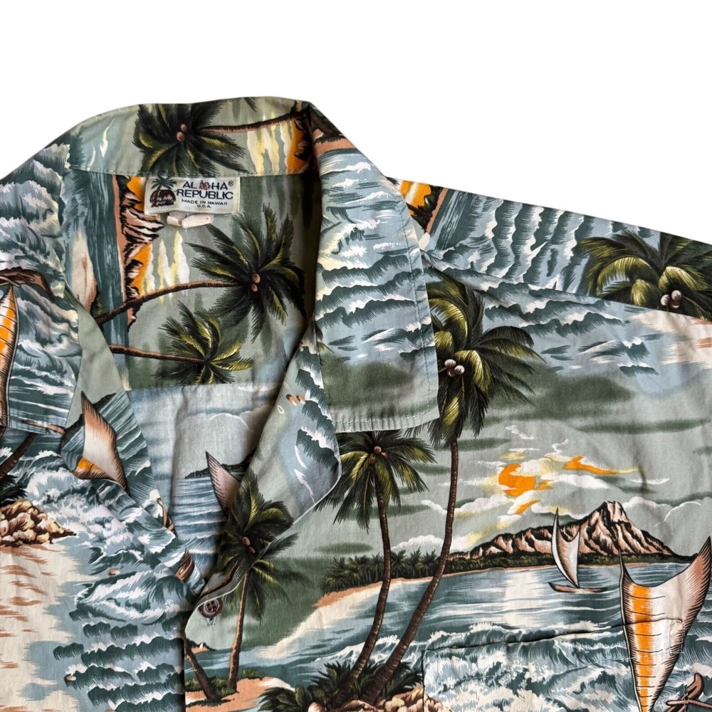 Aloha Republic Hawaiian Button Camp Shirt Tropical Beach Camp XXL Hawaii‎ Vtg